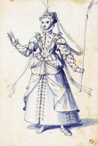 Dessin de costume pour une femme avec une torche